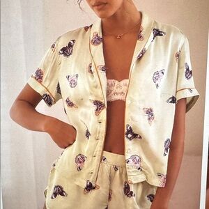 By Anthropologie Silky Patterned Pajama Top